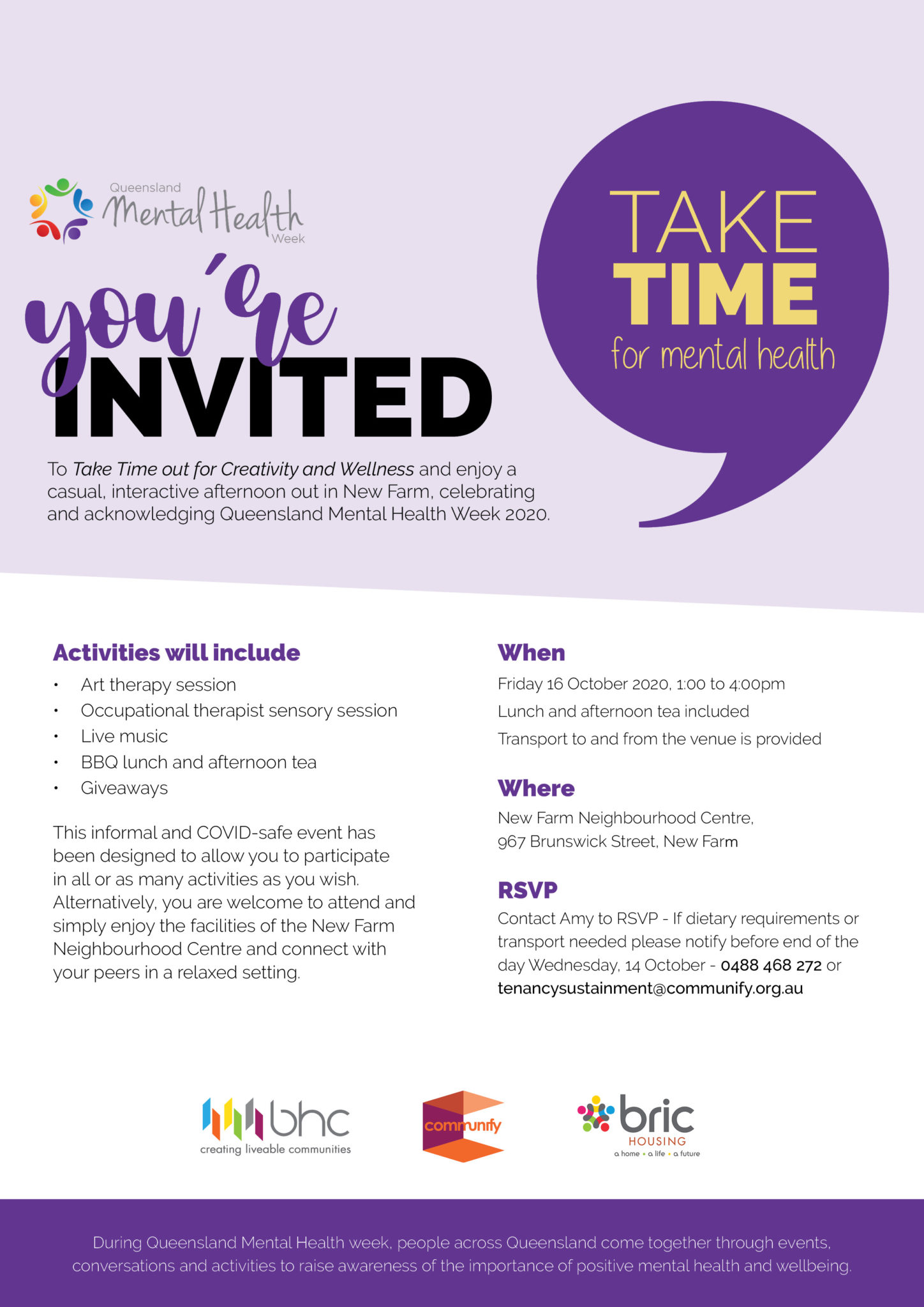 QLD Mental Health Week Invite BHCL